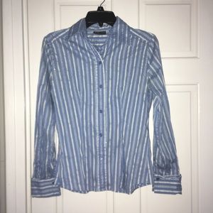 New York & Company blue/white button down shirt
